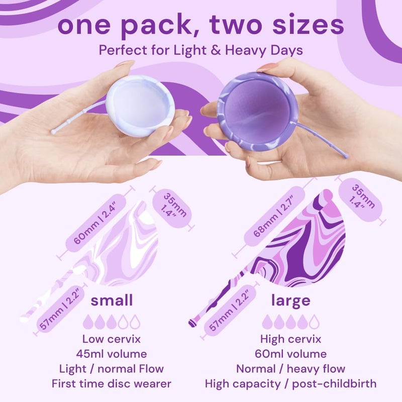 Bodyotics Comfydisc: 2X (S & L) Reusable Menstrual Discs with Pull-Off String for Easy Insertion & Removal, 12-Hour Leak-Proof Protection, Body-Safe Silicone & Includes Carrying Pouches - Image 4